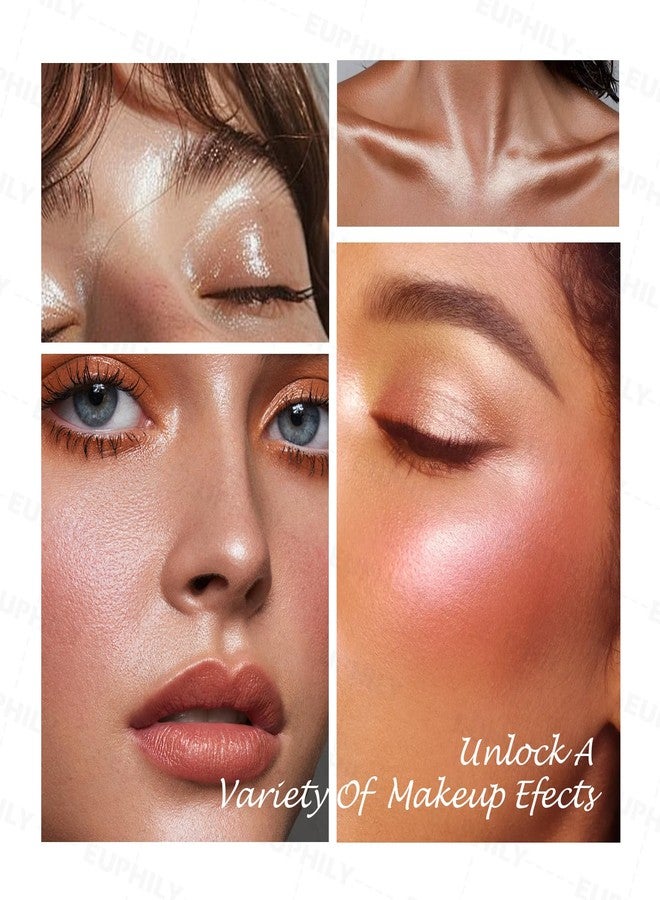 Euphily Baked Highlighter Makeup Palette, Buildable Lightweight Face Highlight Makeup Contour Powder, Smooth Shimmer & Matte Face Illuminator Highlighter for Women, # 04 - Image 4